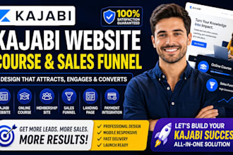 design kajabi website, online course, sales funnel and landing page