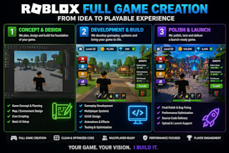 develop custom roblox full game, lua scripting,ui,map and multiplayer