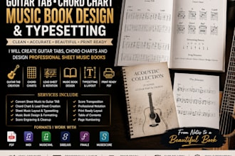 create guitar tab chord chart and design professional sheet music books