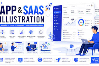 create saas explainer storyboard illustration and app visual design