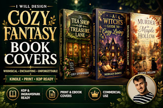 design cozy fantasy, cozy mystery and fantasy book covers