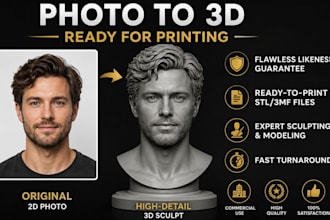 sculpt realistic 3d head bust models from your 2d photo for printing in zbrush