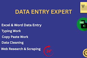 be your virtual assistant for data entry and copy paste