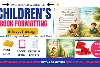 do ebook indesign book layout design typesetting, children book formatting