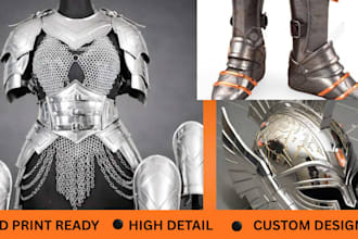 design 3d cosplay model, anime cosplay armor, helmet and props for 3d printing