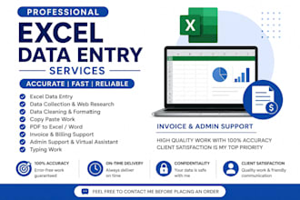do excel data entry and admin support work