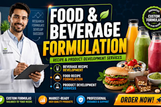 develop food recipe formulation, beverage recipe, and product development