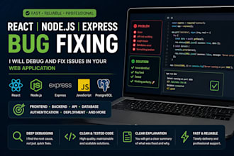 fix react nodejs express bugs and errors