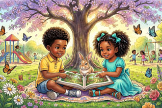 hand drawn children story book illustration watercolor, hand drawing