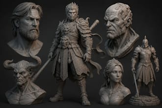 do 3d sculpting, character modeling, zbrush  stl files for 3d printing