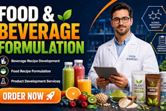 develop food recipe formulation, beverage recipe, and product development