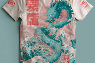 do a japanese t shirt illustration