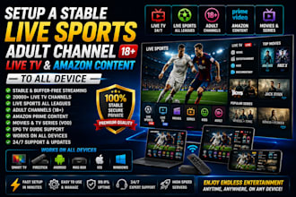 setup a stable live sport, adult channel, live tv, amazon content to all device
