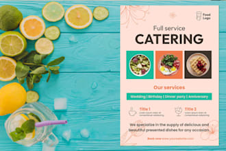 design catering flyer, food menu and restaurant flyer