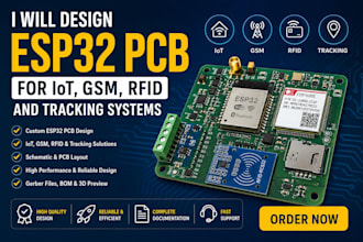design esp32 pcb for iot, gsm, rfid, and tracking system projects