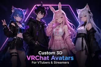 create custom 3d vrchat avatars and anime characters for vtubers and streamers