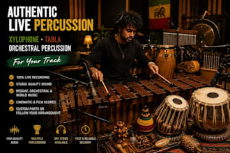 record authentic live xylophone, tabla and orchestral percussion for your track