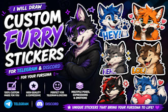 draw custom furry stickers for telegram and discord