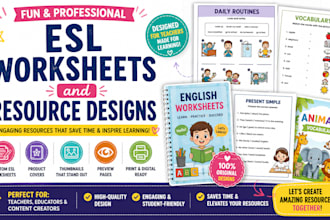 design professional esl worksheets and educational thumbnails