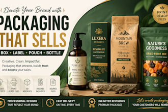 design professional product packaging box label and pouch design