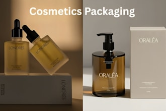 design cosmetic packaging, skincare labels and realistic 3d product renders
