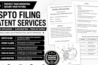 uspto filing patent claims patent application prior art search claim drafting