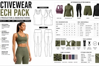 create activewear tech packs for sportswear manufacturing