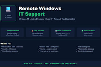 provide remote windows IT support and troubleshooting