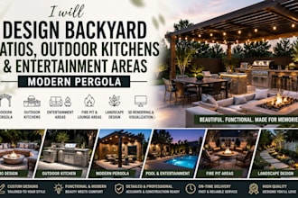 design backyard patios, outdoor kitchens and entertainment areas modern pergola