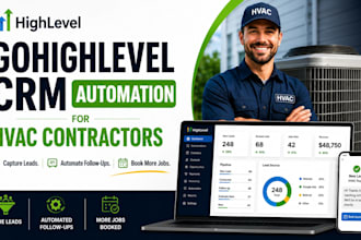 build gohighlevel CRM workflow automation, landing page a2p for hvac contractors
