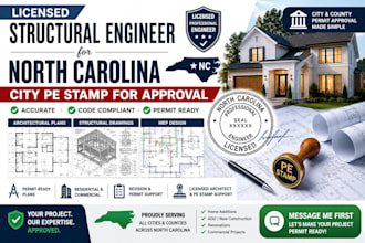 licensed structural engineer for north carolina city pe stamp for approval