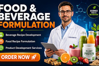 develop food recipe formulation, beverage recipe, and product development