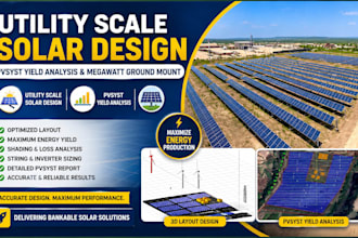 utility scale solar design, pvsyst yield analysis and megawatt ground mount