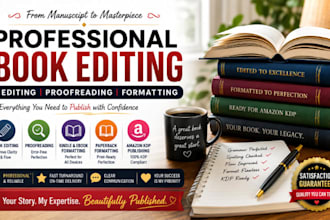 do book editing and formatting, copy edit, proofread and amazon kdp formatting