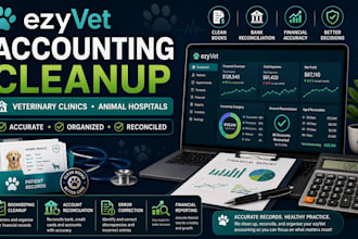 clean up and reconcile ezyvet accounting for veterinary clinics,animal hospitals