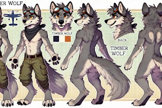 draw furry reference sheet fursona ref character design furry nsfw anthro oc art