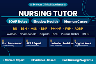 tutor nursing students in soap notes, shadow health and ihuman cases