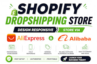 build shopify dropshipping store via aliexpress alibaba create shopify store