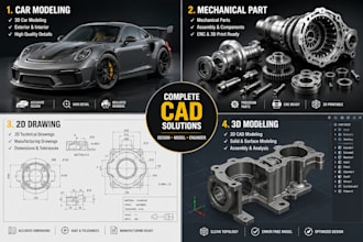 create 3d printable car model, vehicle cad design and mechanical part modeling