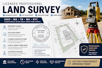 ohio ma tn wa nyc land survey, boundary survey, site plan surveyor stamp permit