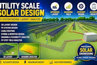 commercial and utility solar, pvsyst yield, megawatt design, tracking layout