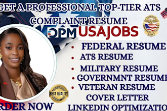 write ats federal resume, usajobs resume, government resume and cover letter