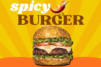 design a modern spicy food menu poster and restaurant flyer
