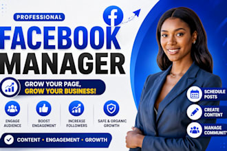 manage your facebook page,  marketing and social media growth