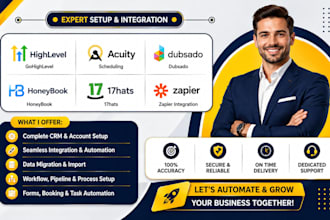 setup gohighlevel acuity scheduling dubsado honeybook 17hats zapier integration