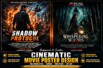 design cinematic movie poster, film poster, key art and movie poster design