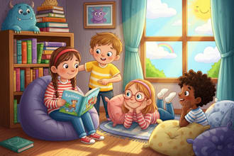 illustrate children story book illustration, children story, book illustration