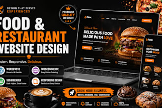 design modern food restaurant cafe and food delivery website