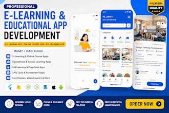develop e learning app, educational app, kid learning app, online course app