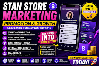 do stan store marketing, stan store promotion, and sales funnel digital product